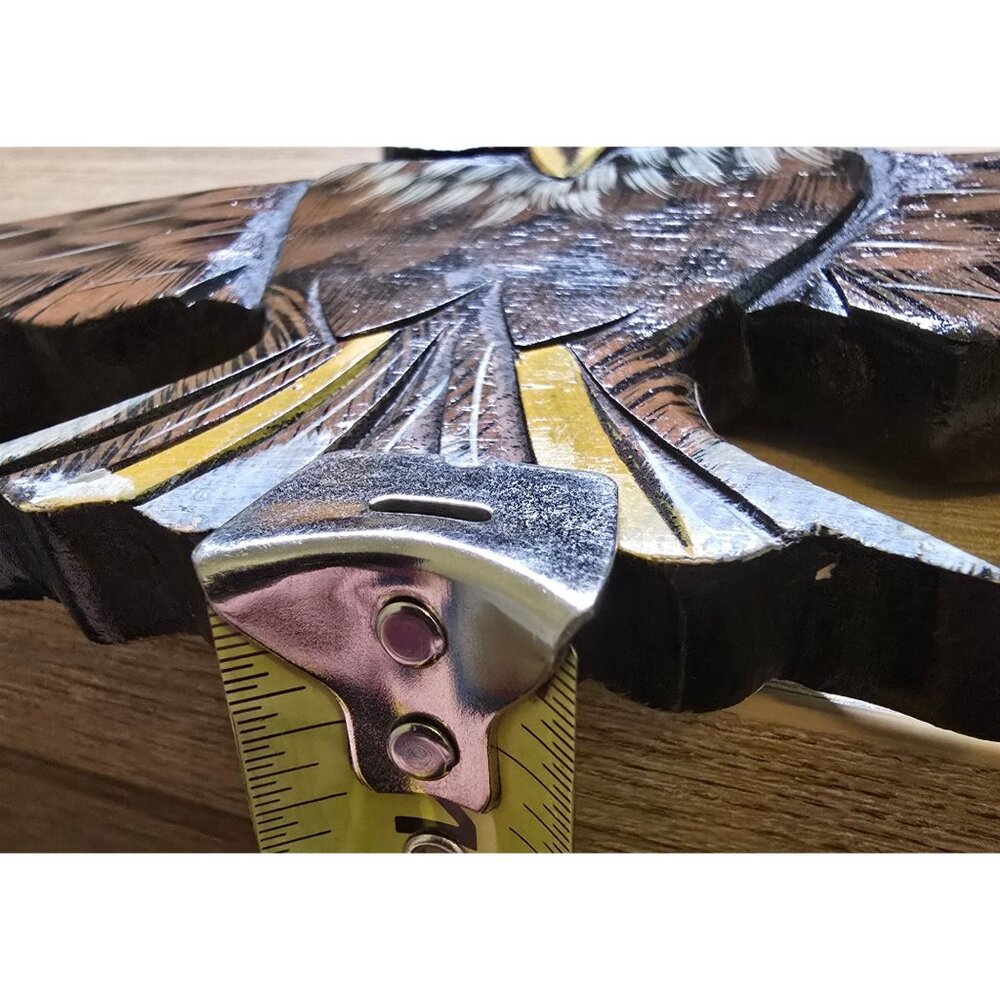 Hand Painted Owl Wooden Decorative Hanger Outstretched Wings Boho - Picture 13 of 13